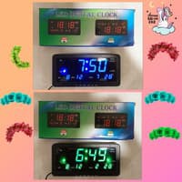 LED Digital Alarm /Jam Clock Alarm Meja Dinding 1008 Size 10x21cm Warna Biru Hijau