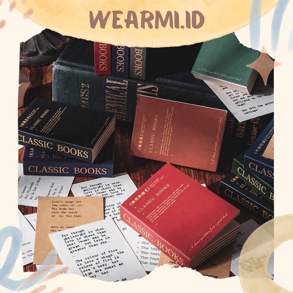 100 Lembar Kertas Motif Word Classic Book Scrapbook Jurnal Bujo DIY vintage Paper- km32