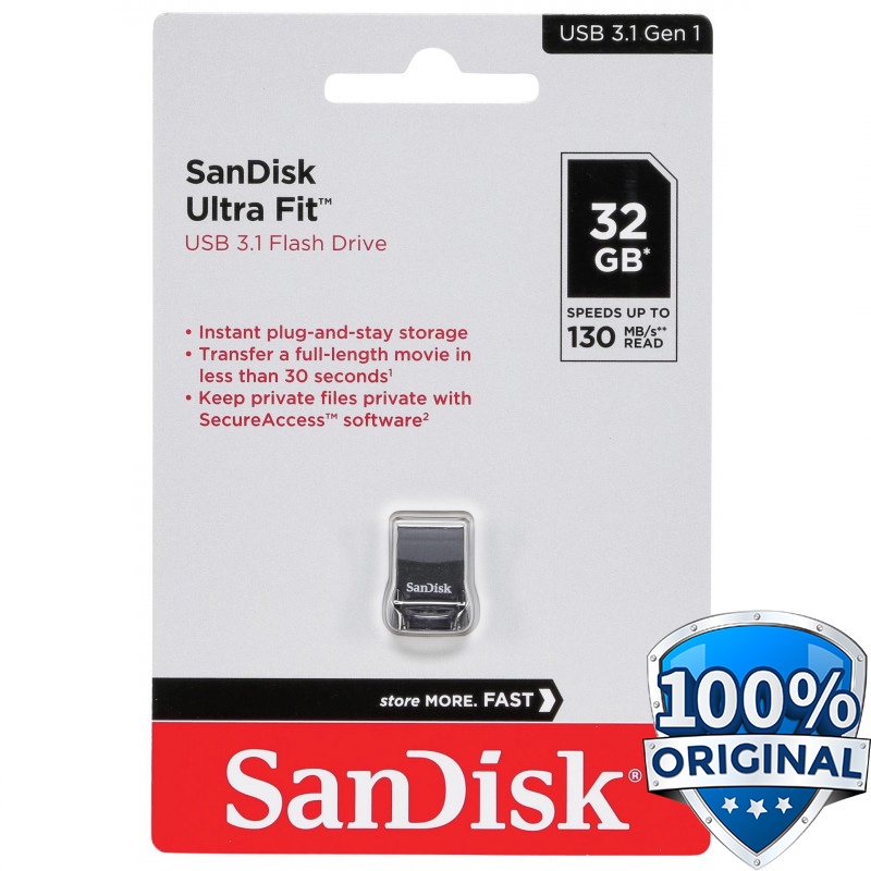 SanDisk Ultra Fit Usb 3.1 Flash Drive 130Mbps CZ430 - 16GB/32GB/64GB/128GB/256GB