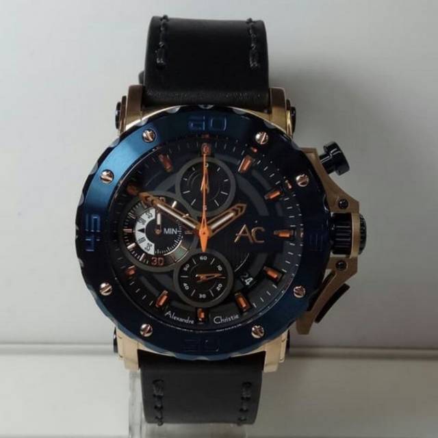 Jam Tangan Alexandre Christie AC 9205 Pria / AC9205 MC Blue Rose Gold Original