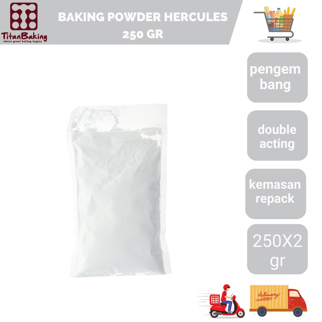 

Baking Powder Hercules Double Acting Berat 250 Gram ( Isi 2 Pack)