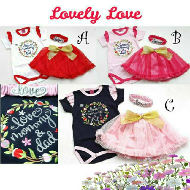 Set Baju Bayi Perempuan 3in1(Jumper+Rok+Bandana) 3-10 Bulan Jumpsuit Rok Setelan Baby Cewek
