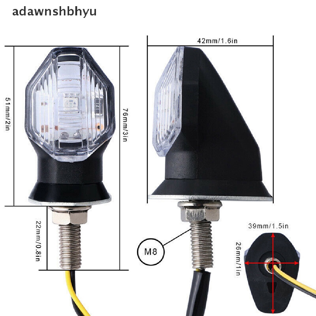 Adawnshbhyu 2x Universal Motor 1LED Amber Turn Bike Indikator Sinyal Lampu Blinker