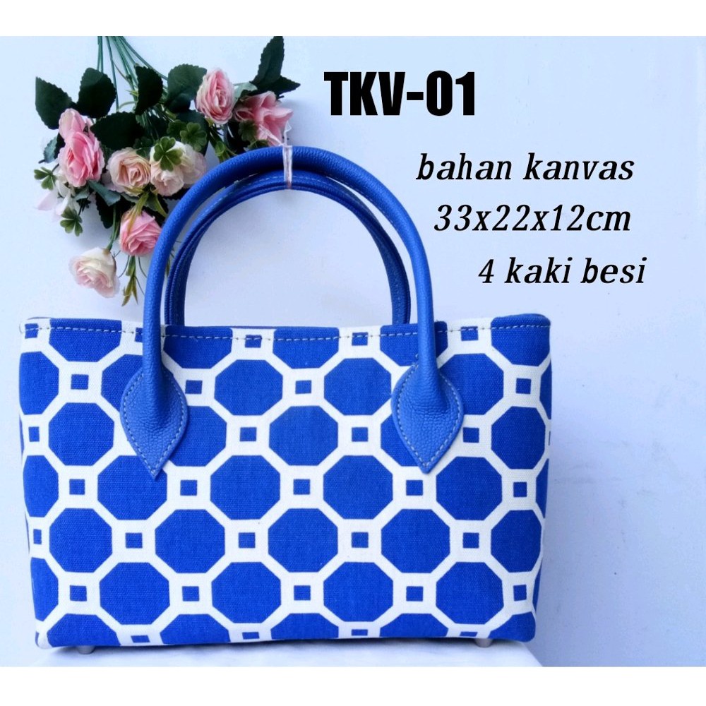 tas tenteng tas pesta resepsi tas kanvas TKV-01 biru