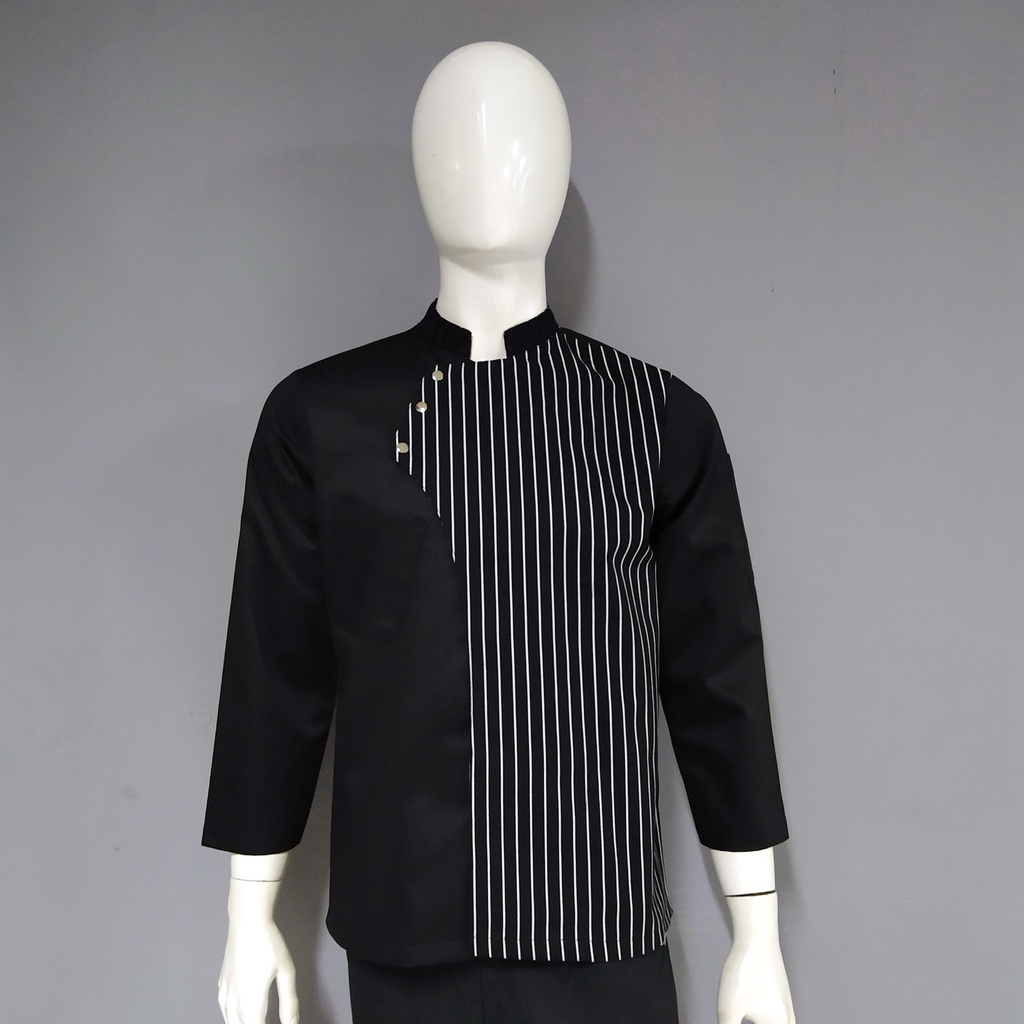 Chef Wear Baju Koki LS Hitam STRIPE KC3