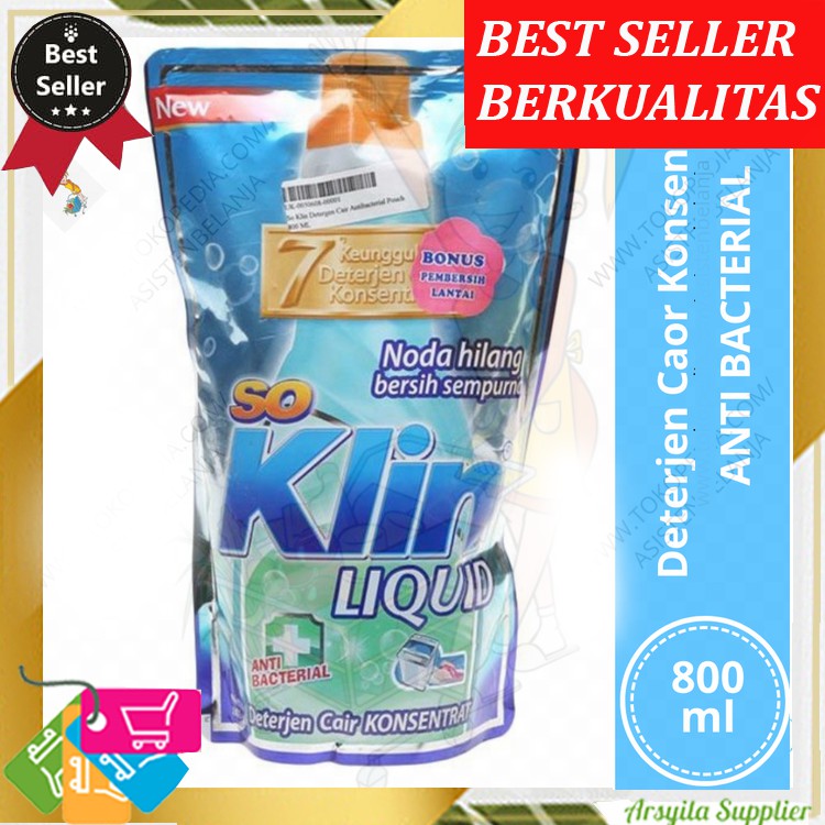 So Klin Liquid Reguler (Biru) 800ml SoKlin Cair Deterjen