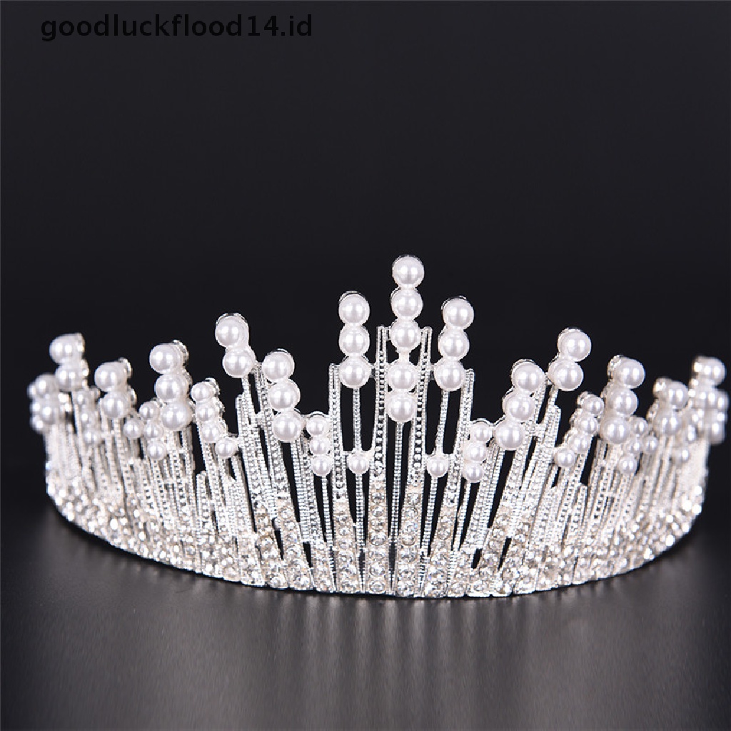 [OOID] Pearl Crystal Tiara Rhinestone Hair Accessories Crown Wedding Bridal Headband ID