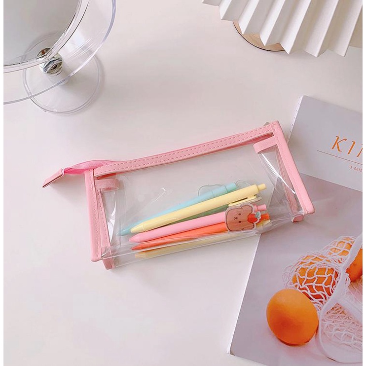 [MIDORI] Transparant &amp; Simple Pencil Case Pencil Pouch Tempat Pensil Bening Aesthetic - F0118