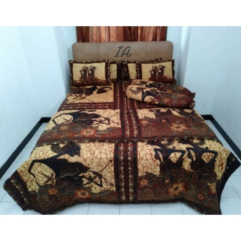 SET BED COVER SOGAN MOTIF WAYANG BATIK