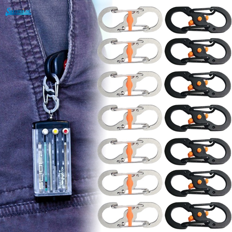 1 Pc Gantungan Kunci Carabiner Bahan Aluminum Alloy Anti Maling Untuk Camping