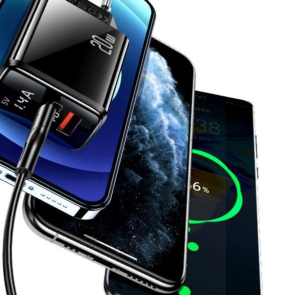 ➥ USAMS T40 Adapter Charger Fast Charge Digital Display PD20W QC3.0 ☑