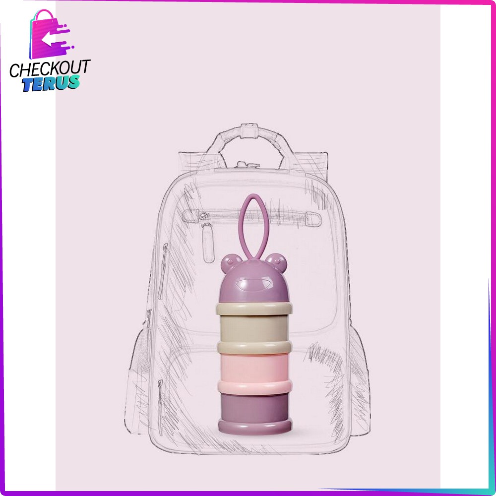 CT C122 Wadah Tempat Susu Bubuk Bayi Travel 4Tingkat Kotak Susu Karakter Baby Portabel Milk Powder Container