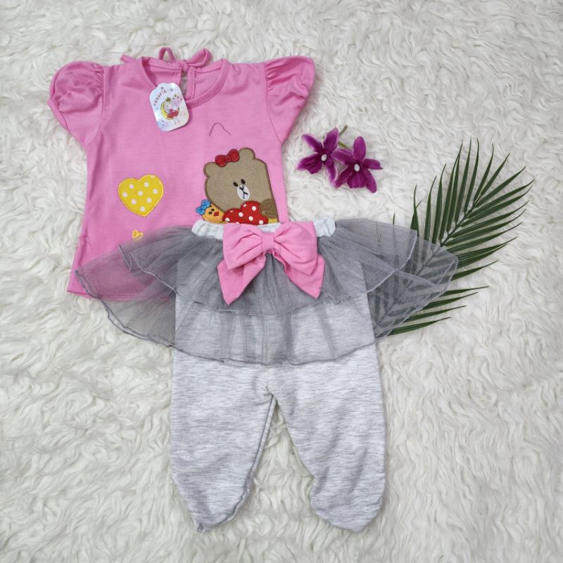 baju bayi perempuan stelan celana tutu baby girl