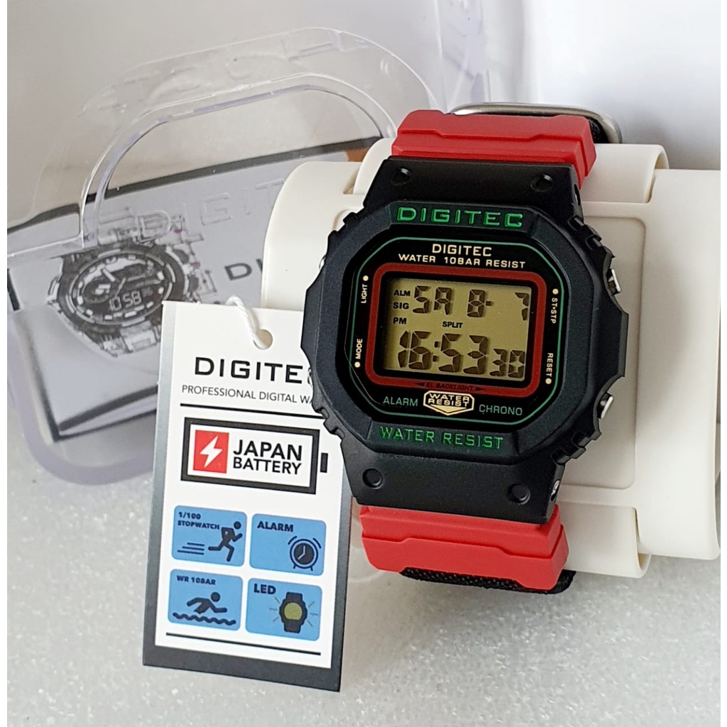 Jam Tangan Pria Digitec 6034 Digital Strap Kanvas Original Water Resistant