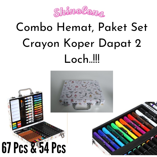 

Paket crayon set koper dapat 2 isi 67pcs dan 54 pcs crayon koper White Pony Koper Bo isi komplit beda jenis 2 koper krayon set