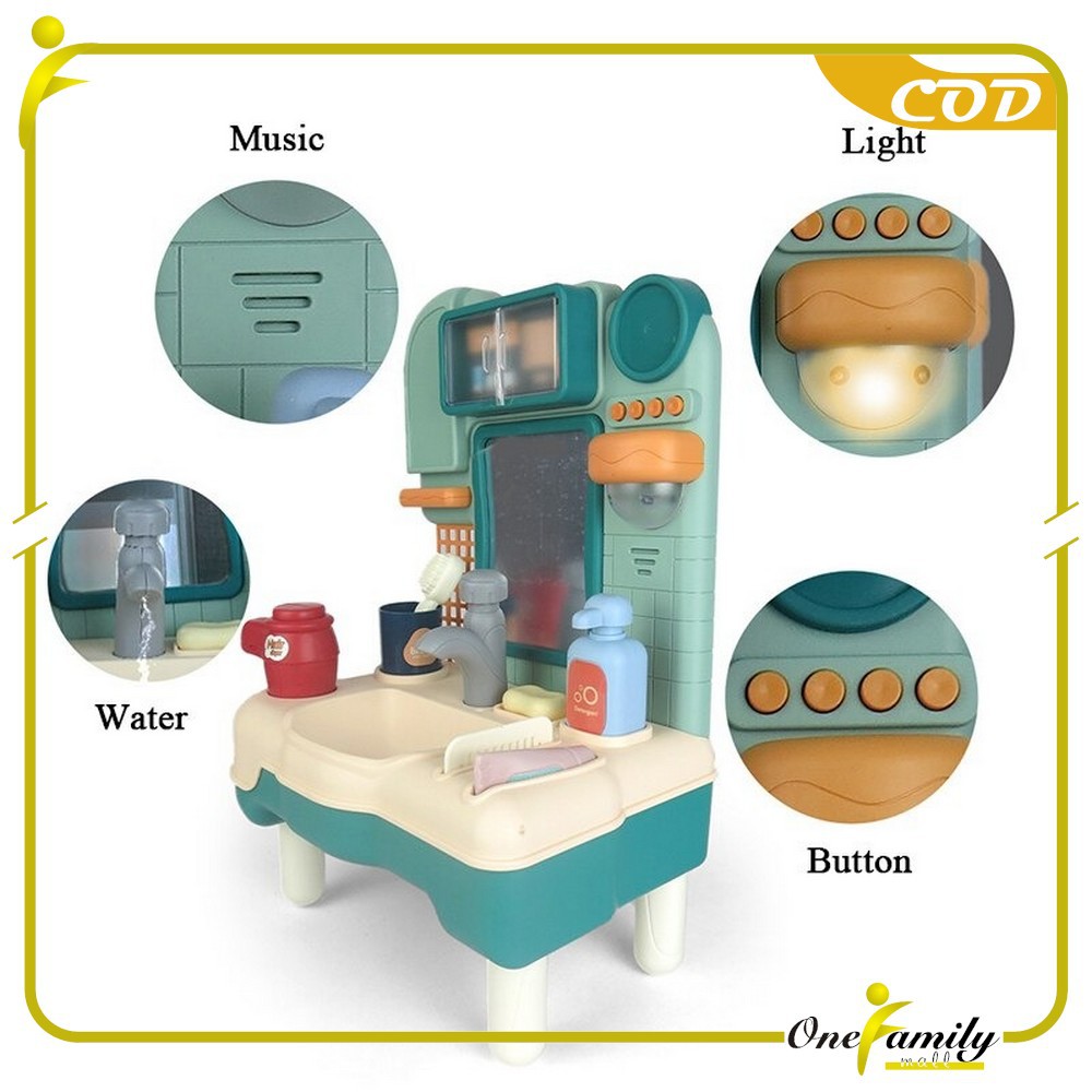 ONE-M31 M109 Mainan Anak Kitchen Sink Tempat Cuci Piring Set Mainan Kran Air Wastafel BISA KELUAR AI-4