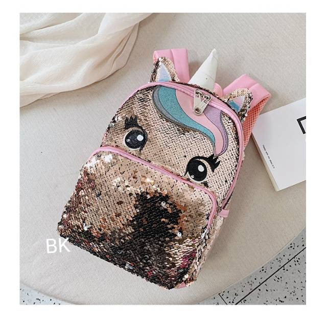 TAS RANSEL SEKOLAH SEQUIN UNICORN BLINK SEQUIN BAG IMPORT / TAS UNICORN LUCU BERUBAH WARNA