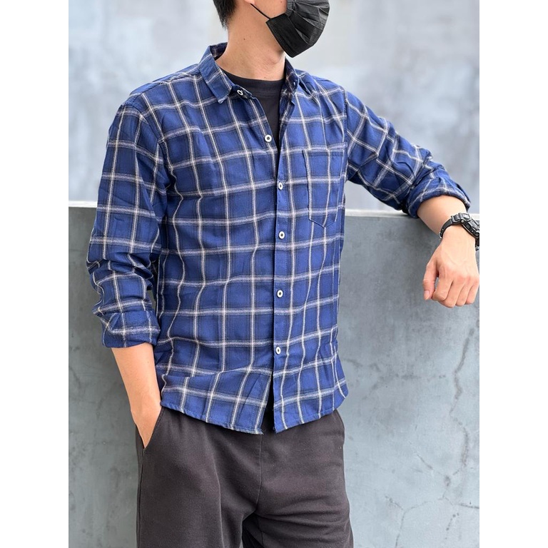 Amspro Kemeja pria kemeja Flanel pria kemeja kasual pria fashion pri