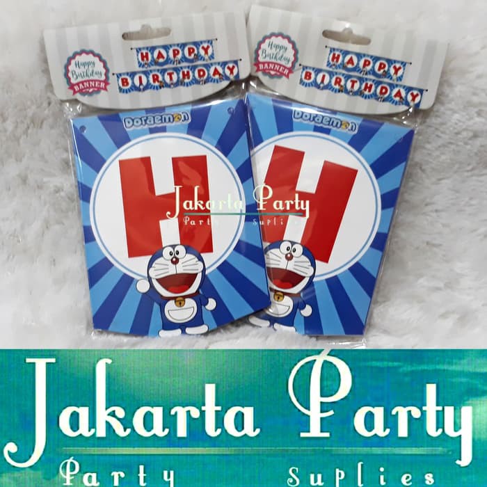 Banner Flag Happy Birthday / Bunting Flag Karakter Doraemon