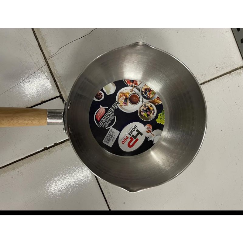 panci mie rebus aluminium tebal 20cm gagang kayu anti lengket / panci susu gagang kayu alumunium tebal milkpot saucepan yukihira marble hitam Tebal 16cm 18cm 20cm