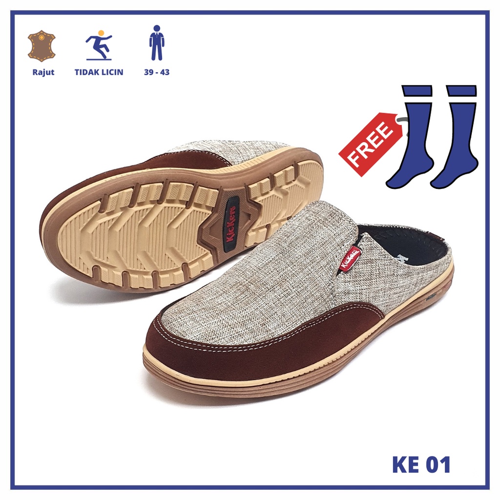 Kickers Sandal Selop Pria Coklat - K E01