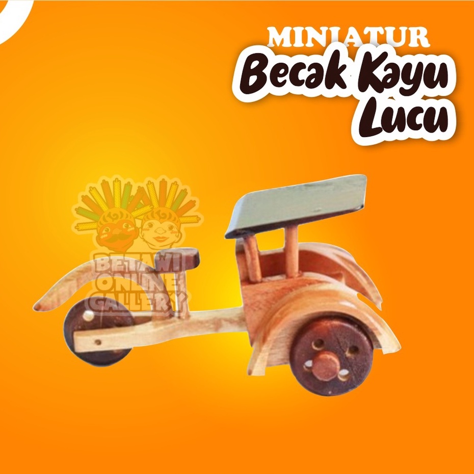 Hiasan Miniatur Becak Kayu Ukuran Kecil Pajangan Meja Koleksi Kerajinan Tangan