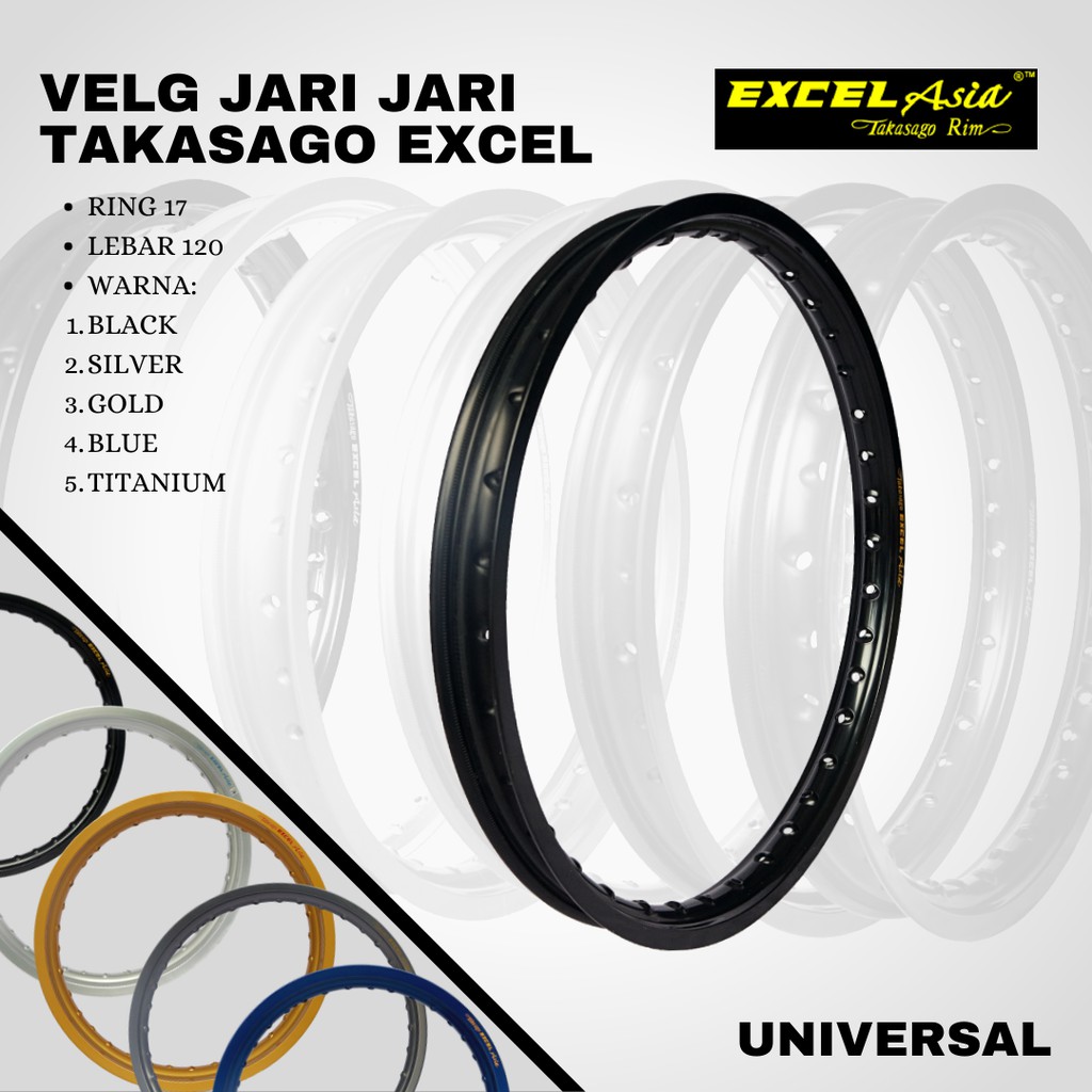 Velg pelek takasago excel asia 120 ring 17 SILVER TITAN