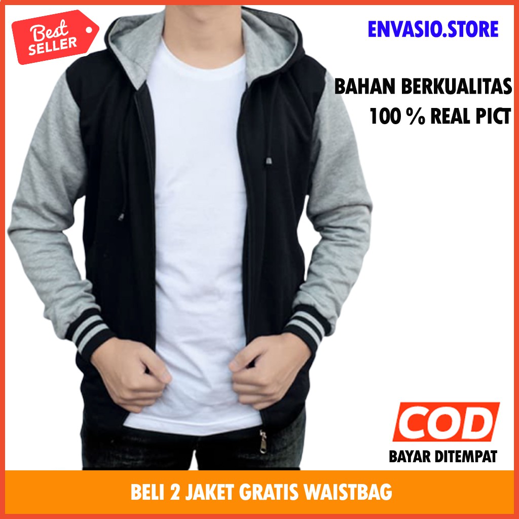 BISA COD Jaket Pria JUMBO BIG SIZE XXL XXXL Jaket Hoodie Pria Jacket Pria Polos Distro TERLARIS V2E5