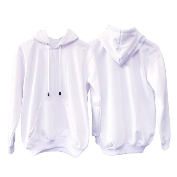 Jaket Polos Hoodie Jumper Size M, L, XL, XXL Unisex Pria dan Wanita - Putih