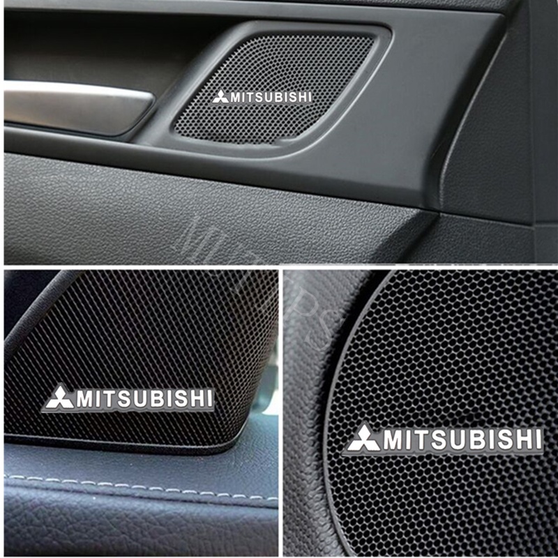 Mitsubishi 4Pcs Stiker Logo Mini Bahan Alloy Untuk Speaker Mobil