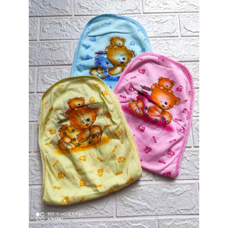 1 Lusin Popok Kain Bayi Tali Bahan Kaos Katun PE Putih Motif Dan Polos Warna