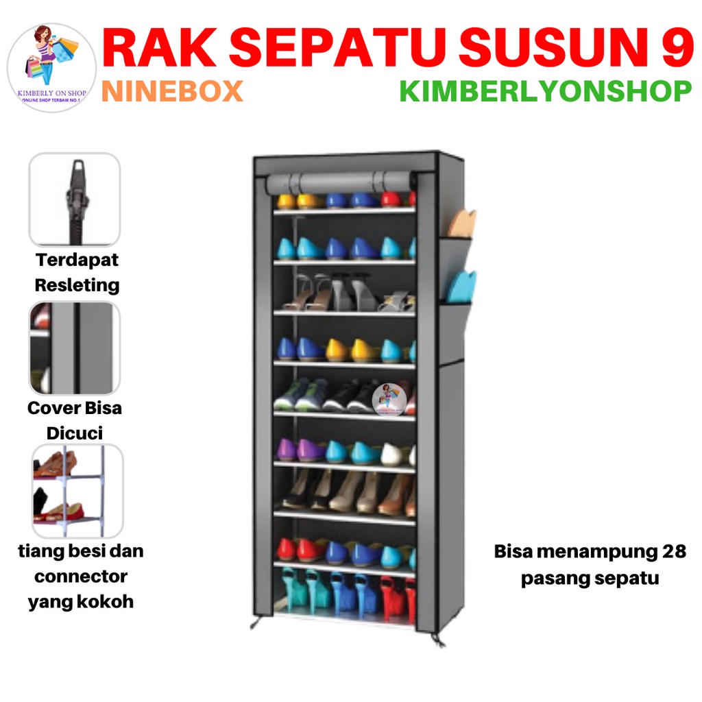 Rak Sepatu 10 Cover 9 Susun ( FREE ORKIM )