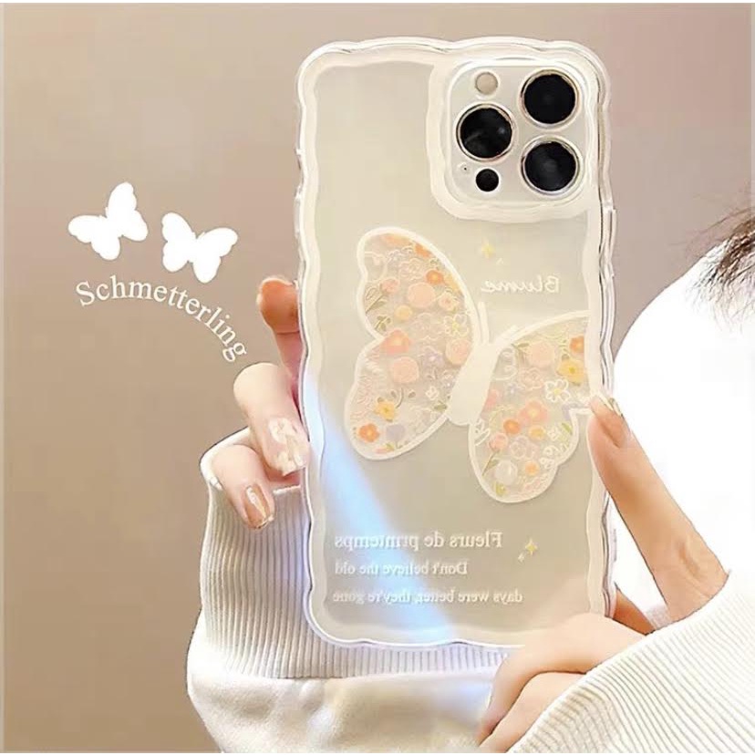 SOFT CASE TRANSPARAN MOTIF BUNGA BUTTERFLY FOR IP IPHONE X/XS XR 11 12 13 PRO MAX