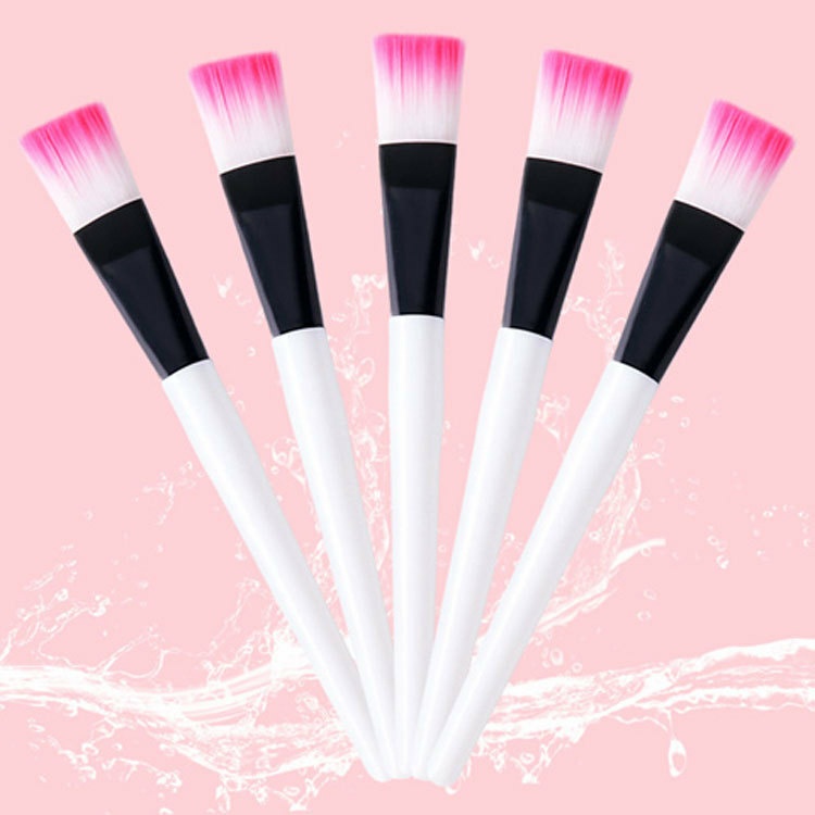 MurmerOfficial R033 Kuas Make Up Bulu Pink Putih Bening Brush Masker Alat Kosmetik Transparan Tools