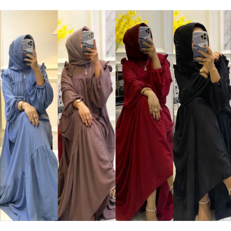 GAMIS TERBARU 2022 BAJU LEBARAN DRESS MEWAH | SHELLA DRESS BUSUI FRIENDLY JUMBO RAYON CRINCLE PREMIUM