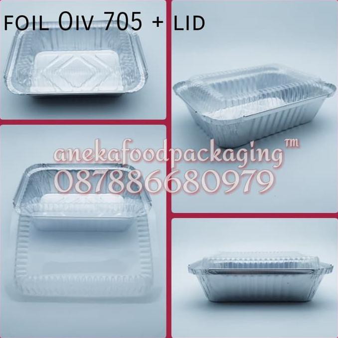WADAH/CUP ALUMINIUM FOIL KOTAK OIV 705 + TUTUP