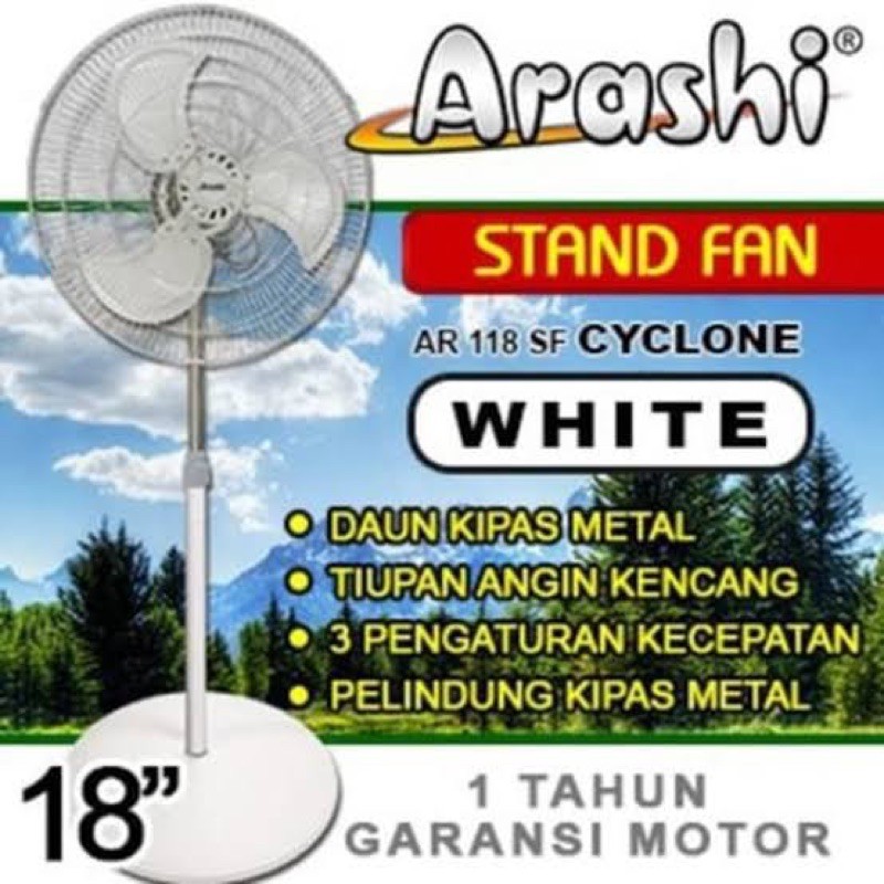 Kipas Angin Berdiri Arashi AR 118SF Cyclone 18inci GOJEK /GRAB