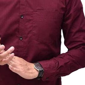 Kemeja Formal Pria Polos Lengan Panjang Bahan Katun