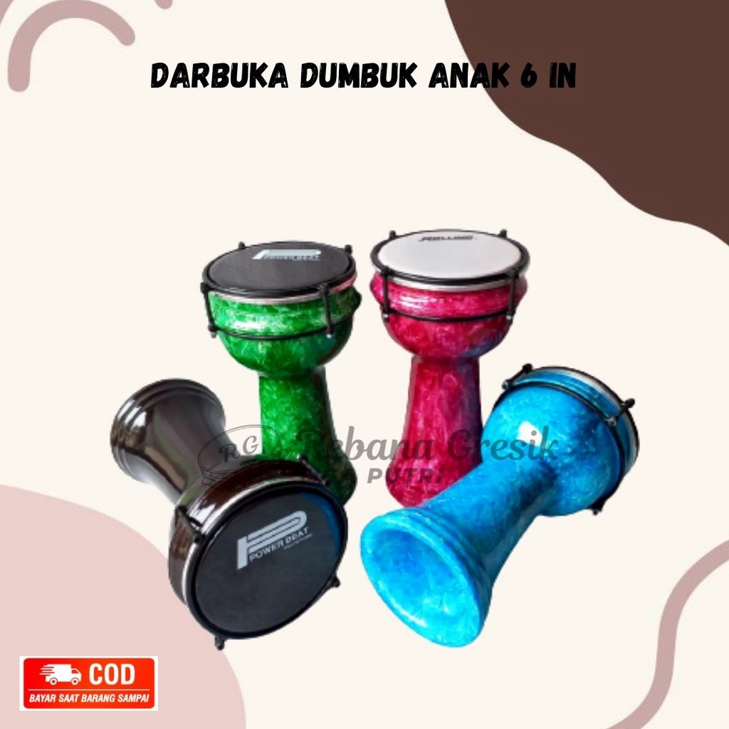 Dumbuk Pinggang Darbuka Anak Kecil Mika 6 inch/ Dumbuk Hadroh darbuka 6 inch Kayu Mahoni