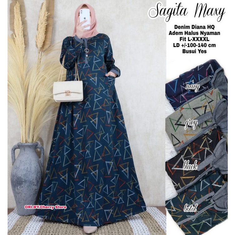 Sagita maxy dress kaos denim diana busui