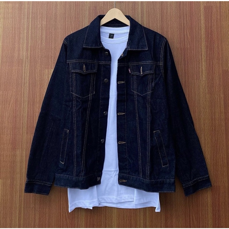 JAKET JEAN SANWSH PRA JAKET  JEAN SNOW BLAK JAKT PRIA JAKET JEAN DENIM JAKET LEVI COPLE  JAKT JENS LEVI-Blueblack