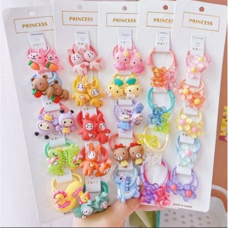free Pouch 10 pcs Tali Rambut Anak / Ikat Rambut Lucu Kwallitas import