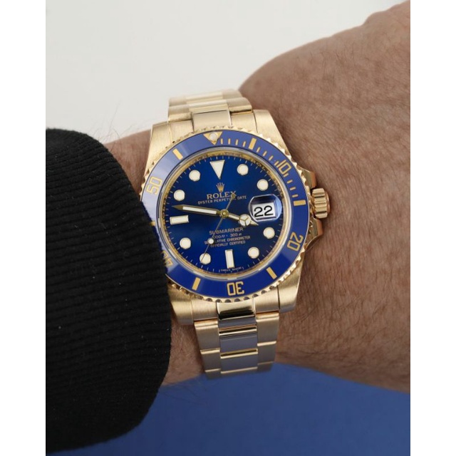 Jam Tangan Pria Merk Rolex Submariner Gold Blue Automatic Stainless
