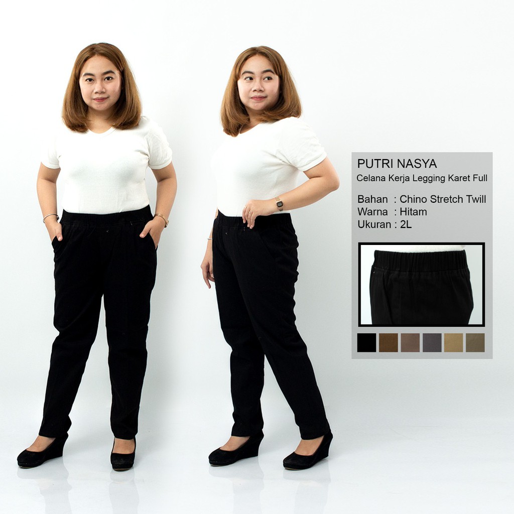 Putri Nasya - Celana Big Size Panjang Wanita Ukuran 8L,6L,5L,4L,2L,XL, All Size Warna Cream Capucino Moca Hitam Abu Tua Muda Navy Army