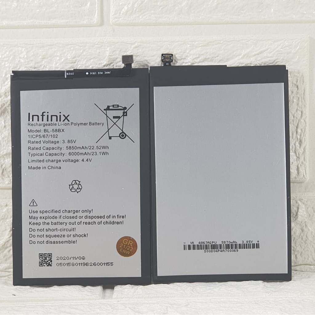 Baterai Battery Original Infinix Hot 10 Play , Hot10 Play , X688 X688B Kode Batre BL-58BX BL58BX