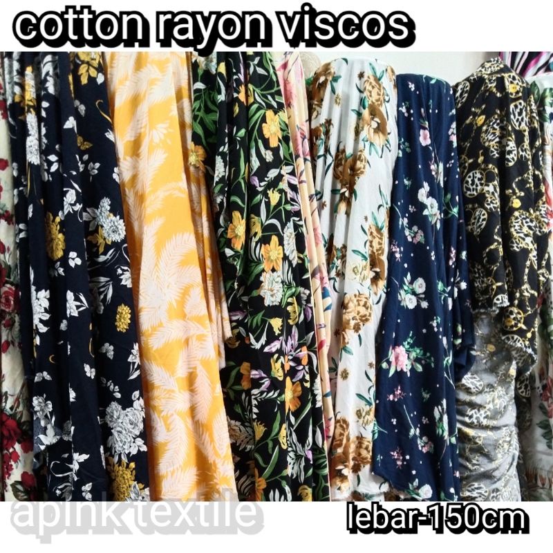 kain cotton rayon motif viscos -katun viscos  premium tren gamis