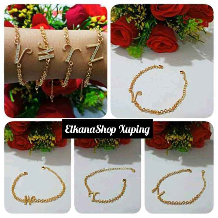 Gelang Dewasa nuri Ininsial Nama A-Z chat pilih huruf.gold xuping