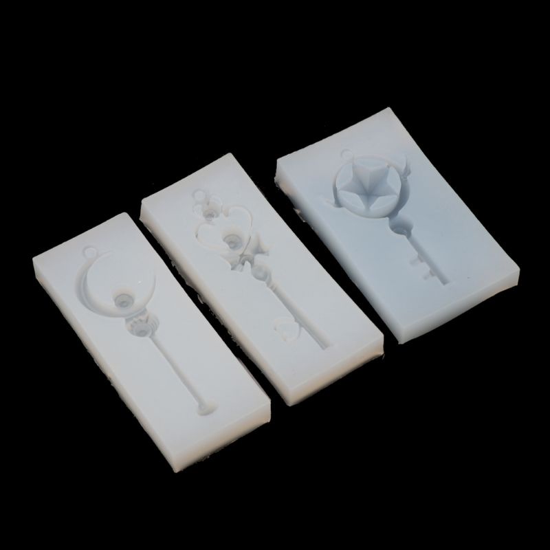 SIY  3Pcs Magic Wand Silicone Mold Key Star Moon Heart Shape Stick Mould Jewelry DIY