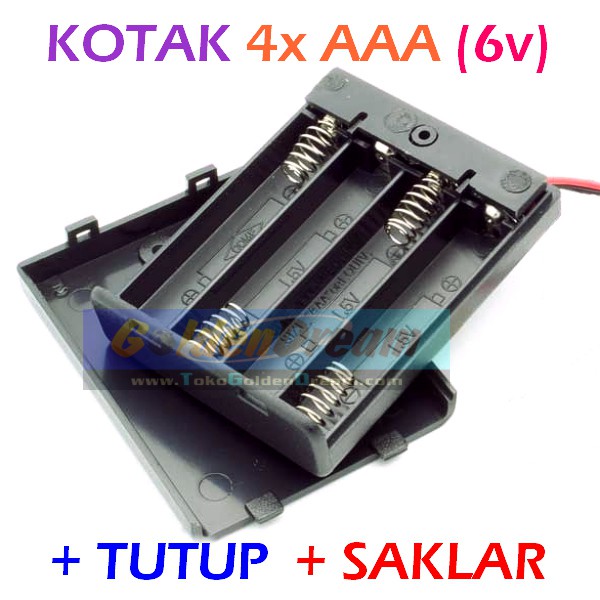 4x AAA Battery Holder Baterai Case Batere Box Kotak + Tutup Saklar
