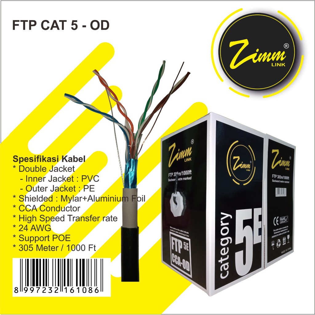 Kabel Lan Cat 5E FTP STP Outdoor 1 roll 305 Meter Cable LAN UTP FTP OUTDOOR 305 METER